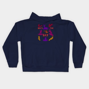 Kitesurfer Silhouette Pattern With Seas The Day Quote Kids Hoodie